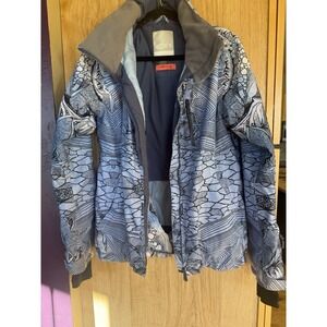 ROXY Ski Snowboard Dryflight 15K Tech Jacket Blue/Black Geo Print Insulated Sz M